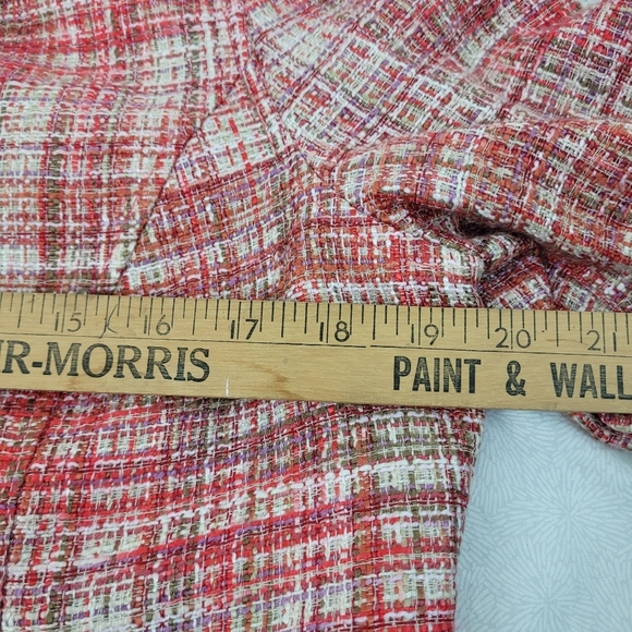 Norm Thompson orange tweed women's blazer collar wood button pockets office S - Picture 9 of 11